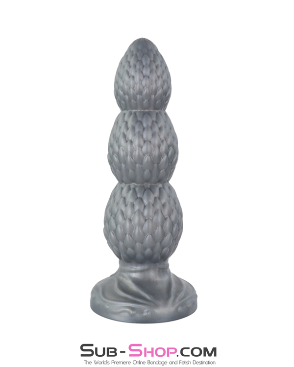 Dragon scale deep dilator silicone plug standing upright fantasy textured anal toy