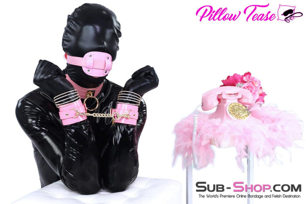 0986DL-SIS      Pink Patent Leather Sissy Bondage Cuffs with Gold Hardware Sissy   , Sub-Shop.com Bondage and Fetish Superstore