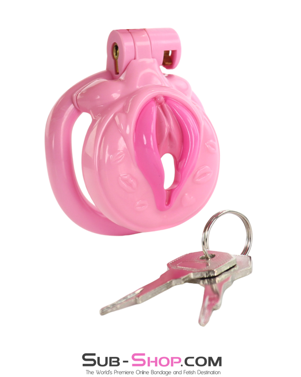pink feminized chastity cage sissy pussy design cock cage with lock