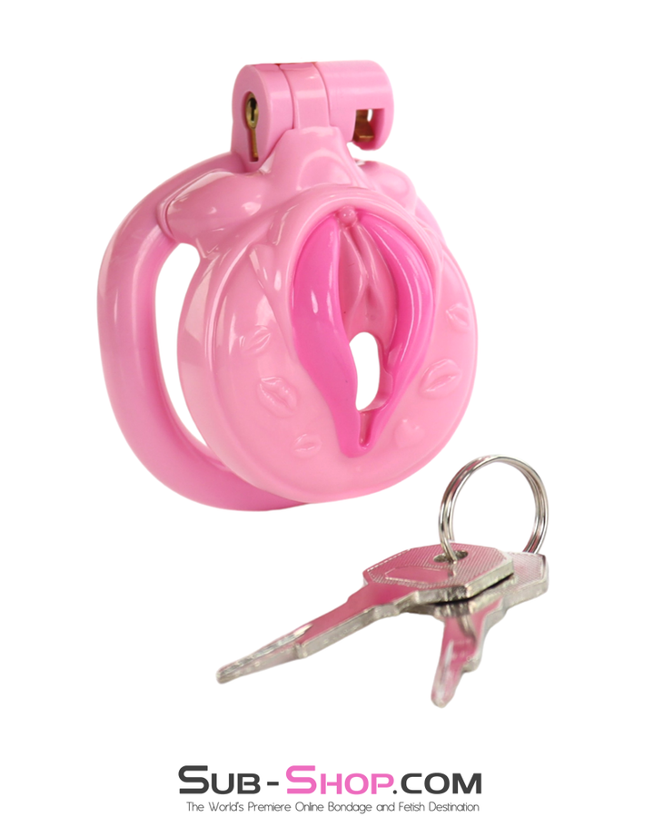 pink feminized chastity cage sissy pussy design cock cage with lock