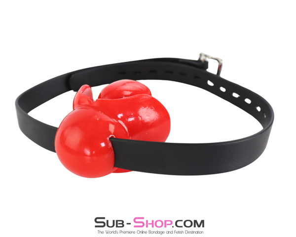 ultra restrictive red mouth block gag with black locking strap bdsm gag restraint