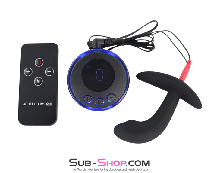 e-stim prostate plug with digital display controller and remote control unit
