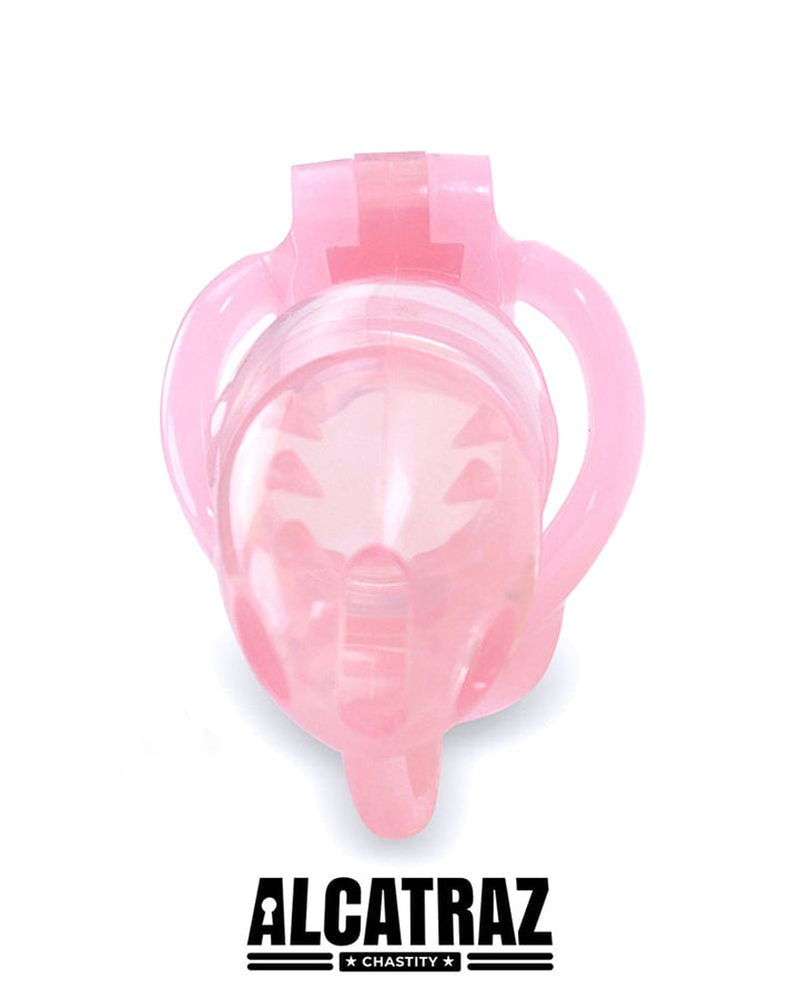 1397AR-SIS Spiked Little Pink Sissy Cock Blocker Silicone Locking Male Chastity with Ball Divider Sissy , Sub-Shop.com Bondage and Fetish Superstore