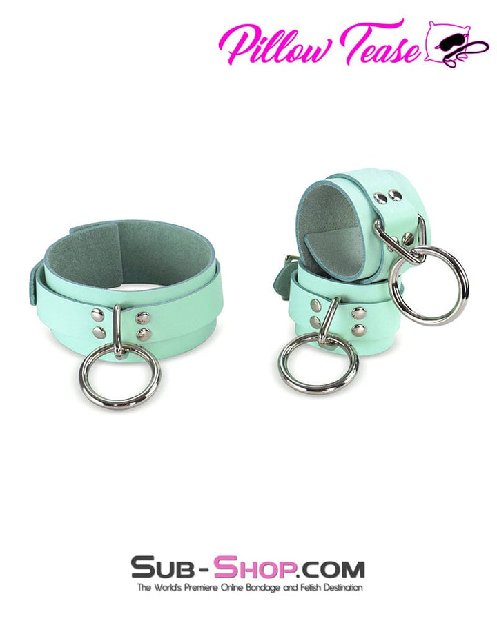 1399A      Retro Mint Leather Bondage Wrist Cuffs Cuffs   , Sub-Shop.com Bondage and Fetish Superstore