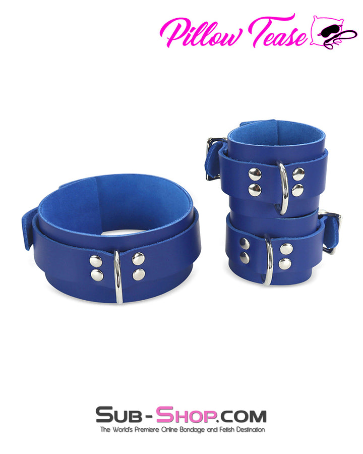 1443A      Royal Blue Leather Bondage Collar Collar   , Sub-Shop.com Bondage and Fetish Superstore