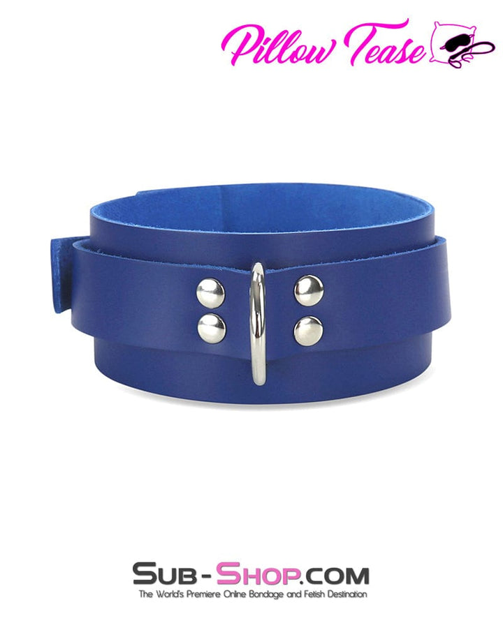 1443A      Royal Blue Leather Bondage Collar Collar   , Sub-Shop.com Bondage and Fetish Superstore