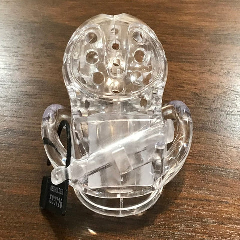 1460AR-SIS      Sissy Boy Toy Clear Short High Security Pin Tumbler Locking Cock Cage Chastity Sissy   , Sub-Shop.com Bondage and Fetish Superstore