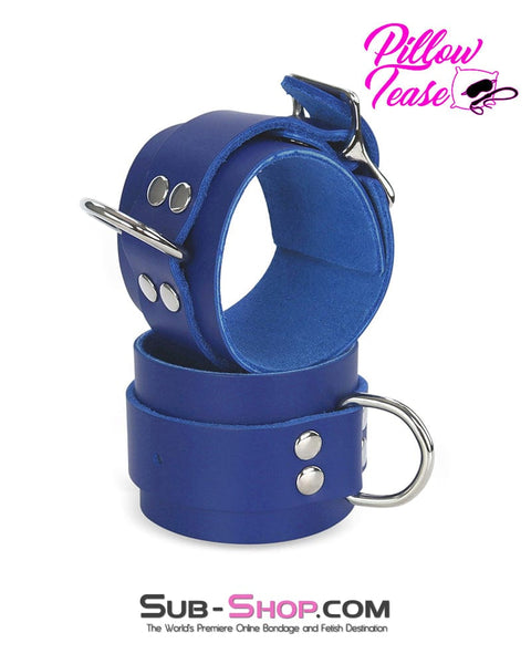 1477A      Royal Blue Leather Bondage Wrist Cuffs - MEGA Deal MEGA Deal   , Sub-Shop.com Bondage and Fetish Superstore