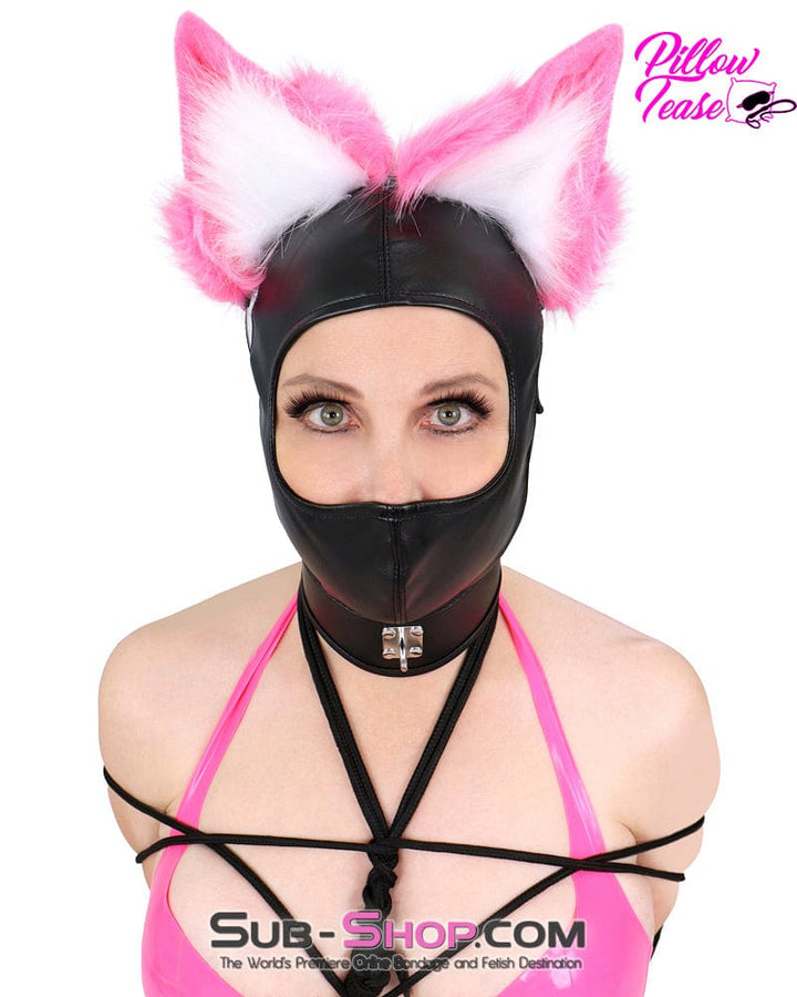 1493DL      Gwen Style Black Open Eyes and Nose Zippered Bondage Hood Hoods   , Sub-Shop.com Bondage and Fetish Superstore