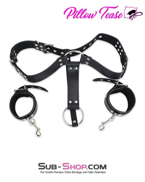 1546DL      Butt Plug Harness with Cock Ring and Wrist Bondage Cuffs Body Harness   , Sub-Shop.com Bondage and Fetish Superstore