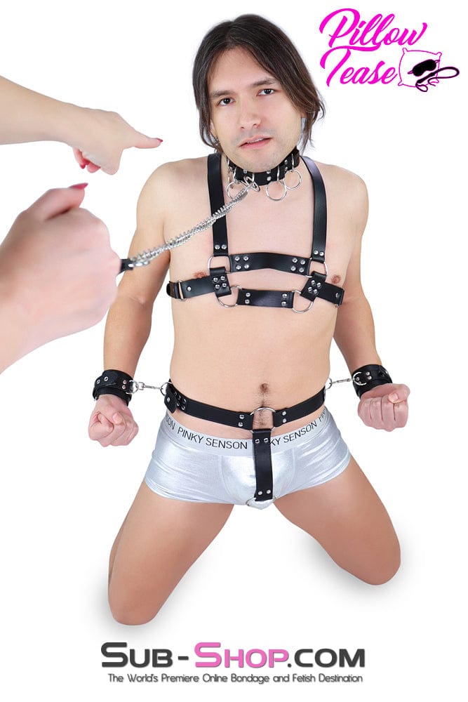 1546DL      Butt Plug Harness with Cock Ring and Wrist Bondage Cuffs Body Harness   , Sub-Shop.com Bondage and Fetish Superstore