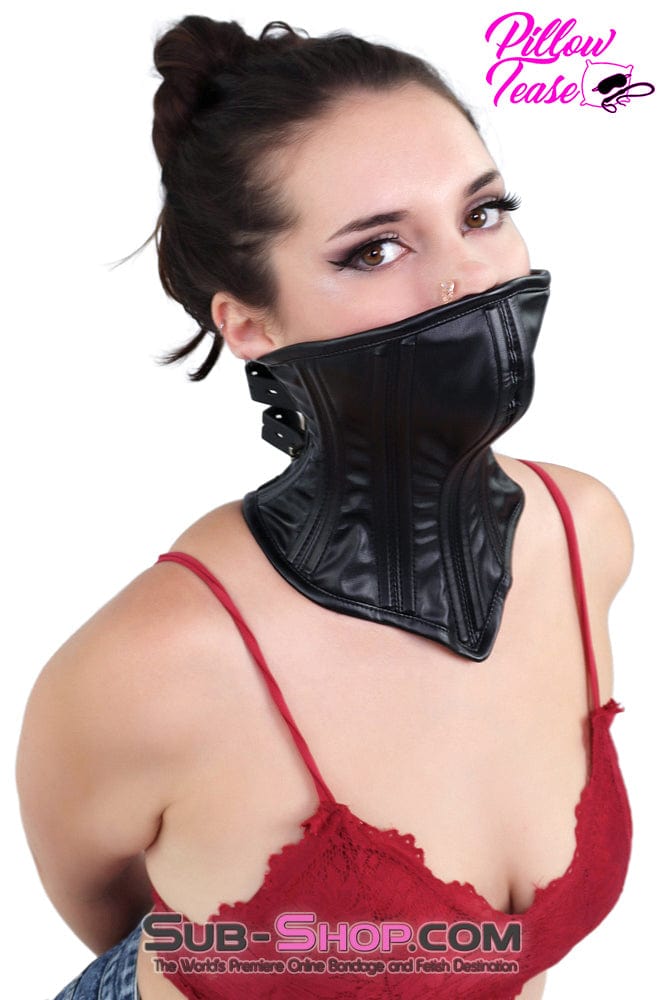 1795DL      Neck Corset Posture Training Slave Bondage Collar with Mouth Cover Collar   , Sub-Shop.com Bondage and Fetish Superstore