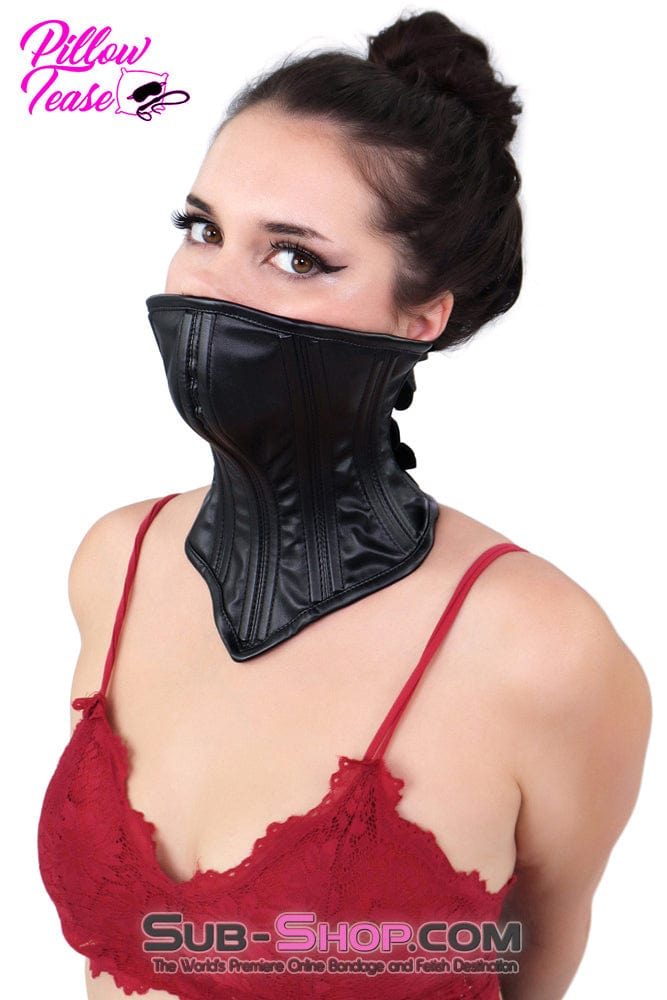 1795DL      Neck Corset Posture Training Slave Bondage Collar with Mouth Cover Collar   , Sub-Shop.com Bondage and Fetish Superstore