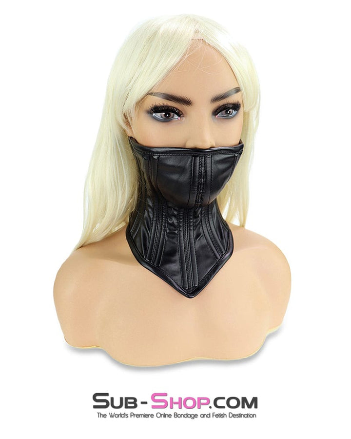1795DL      Neck Corset Posture Training Slave Bondage Collar with Mouth Cover Collar   , Sub-Shop.com Bondage and Fetish Superstore