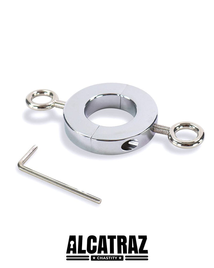 1824M      Steel Cock and Ball Ring with Weight Hanging Rings For Him   , Sub-Shop.com Bondage and Fetish Superstore