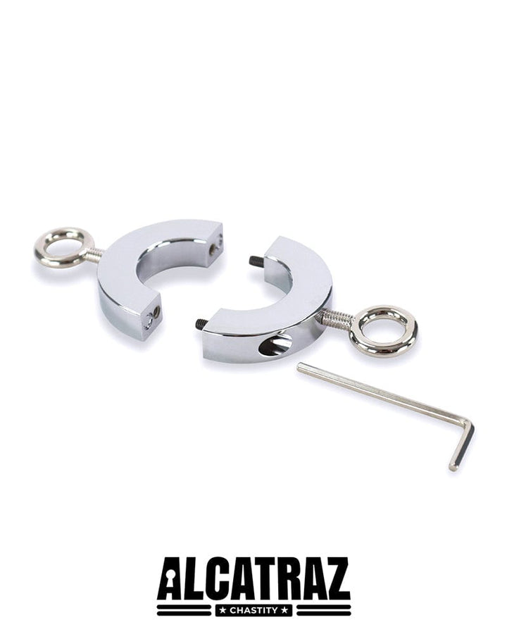 1824M      Steel Cock and Ball Ring with Weight Hanging Rings For Him   , Sub-Shop.com Bondage and Fetish Superstore