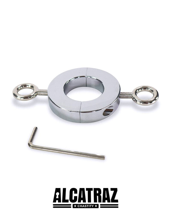 1824M      Steel Cock and Ball Ring with Weight Hanging Rings For Him   , Sub-Shop.com Bondage and Fetish Superstore