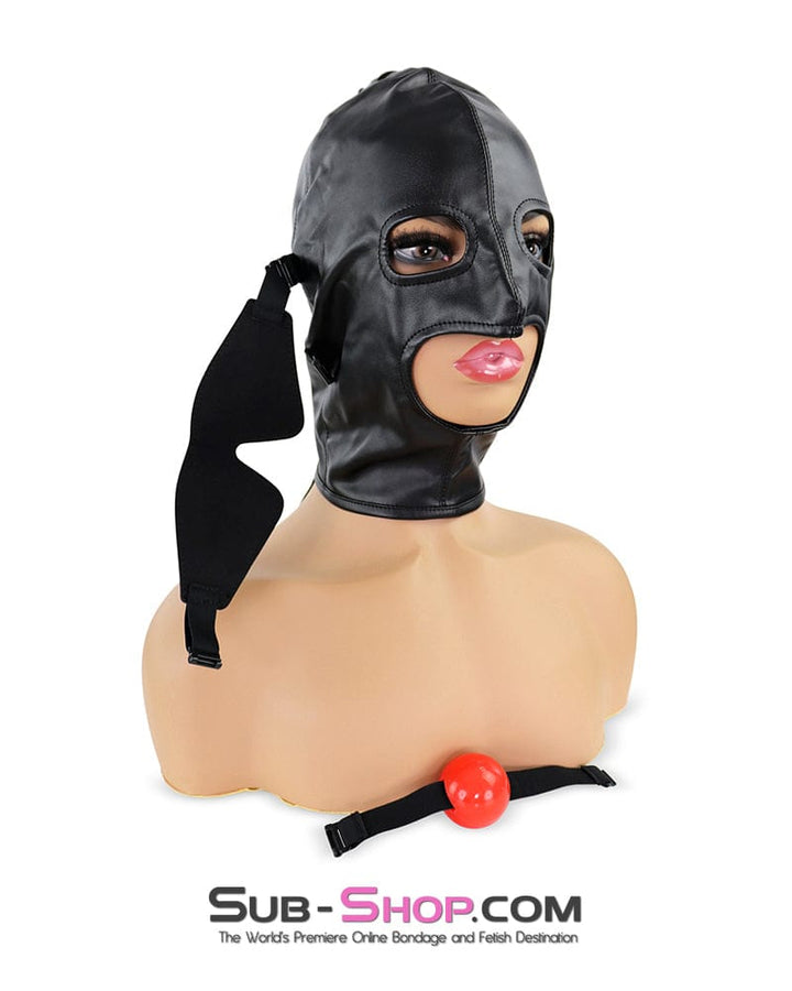 1833DL Soft Lacing Hood with Removeable Blindfold and Ball Gag Hoods , Sub-Shop.com Bondage and Fetish Superstore