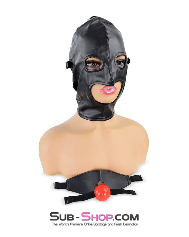 1833DL Soft Lacing Hood with Removeable Blindfold and Ball Gag Hoods , Sub-Shop.com Bondage and Fetish Superstore