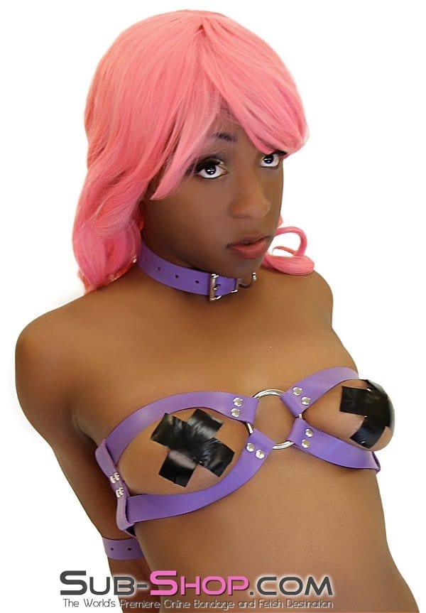 2222A      Breast Obsessed Purple Leather Bondage Binders Breast Binders   , Sub-Shop.com Bondage and Fetish Superstore