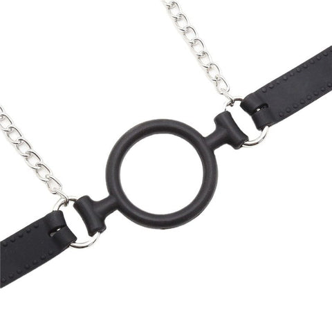 2225DL      Locking 2” Wide Black Silicone Comfort Ring Gag with Adjustable Nipple Clamps Gags   , Sub-Shop.com Bondage and Fetish Superstore