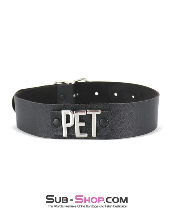 2279DL      PET Chrome Lettered Bondage Collar Collar   , Sub-Shop.com Bondage and Fetish Superstore