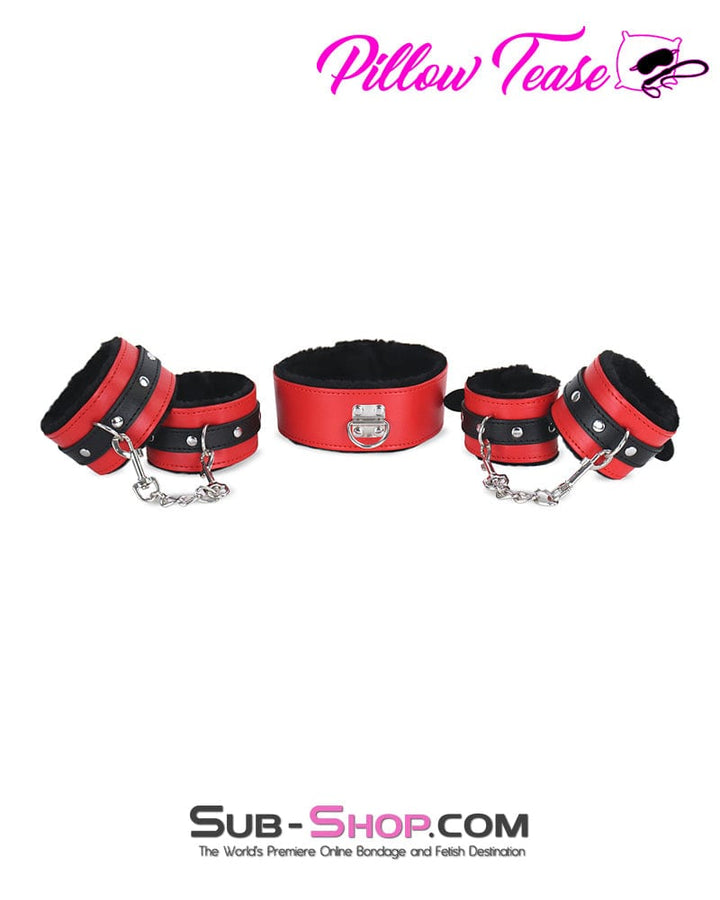 2334M      Black and Red Bondage Cuffs, Collar, Leash, Gag, Rope, Whip and Blindfold Kit - 10 Pcs Bondage Set   , Sub-Shop.com Bondage and Fetish Superstore