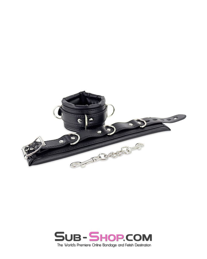 2456DL Locking Black Padded Ankle Bondage Cuffs with Connection Chain Wrist and Ankle Bondage , Sub-Shop.com Bondage and Fetish Superstore