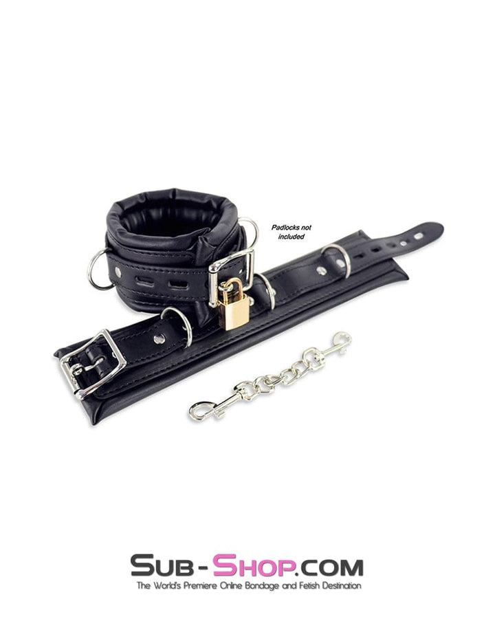 2456DL Locking Black Padded Ankle Bondage Cuffs with Connection Chain Wrist and Ankle Bondage , Sub-Shop.com Bondage and Fetish Superstore