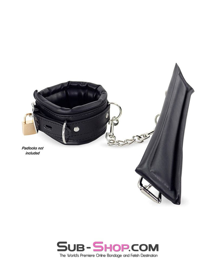 2456DL Locking Black Padded Ankle Bondage Cuffs with Connection Chain Wrist and Ankle Bondage , Sub-Shop.com Bondage and Fetish Superstore