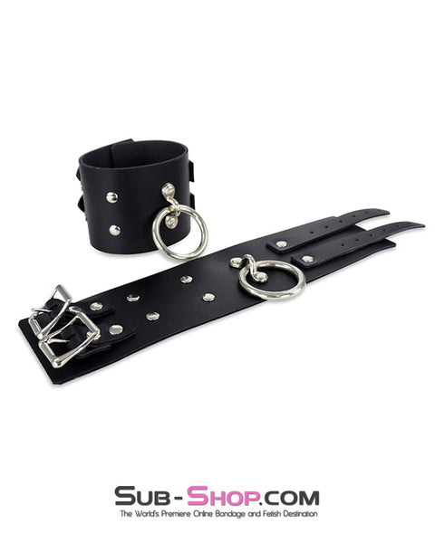 2499A      3 Inch Wide Black Leather Ankle Cuffs Cuffs   , Sub-Shop.com Bondage and Fetish Superstore