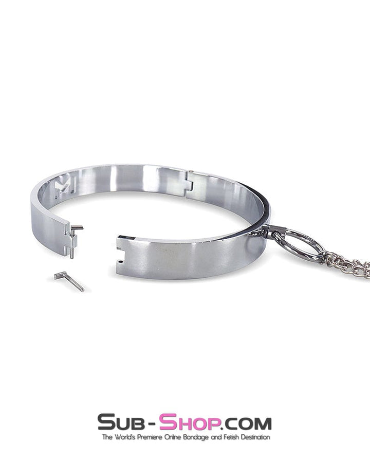 2502DL Chrome Steel Bondage Collar with Adjustable Nipple Clamps Collar & Clamps , Sub-Shop.com Bondage and Fetish Superstore