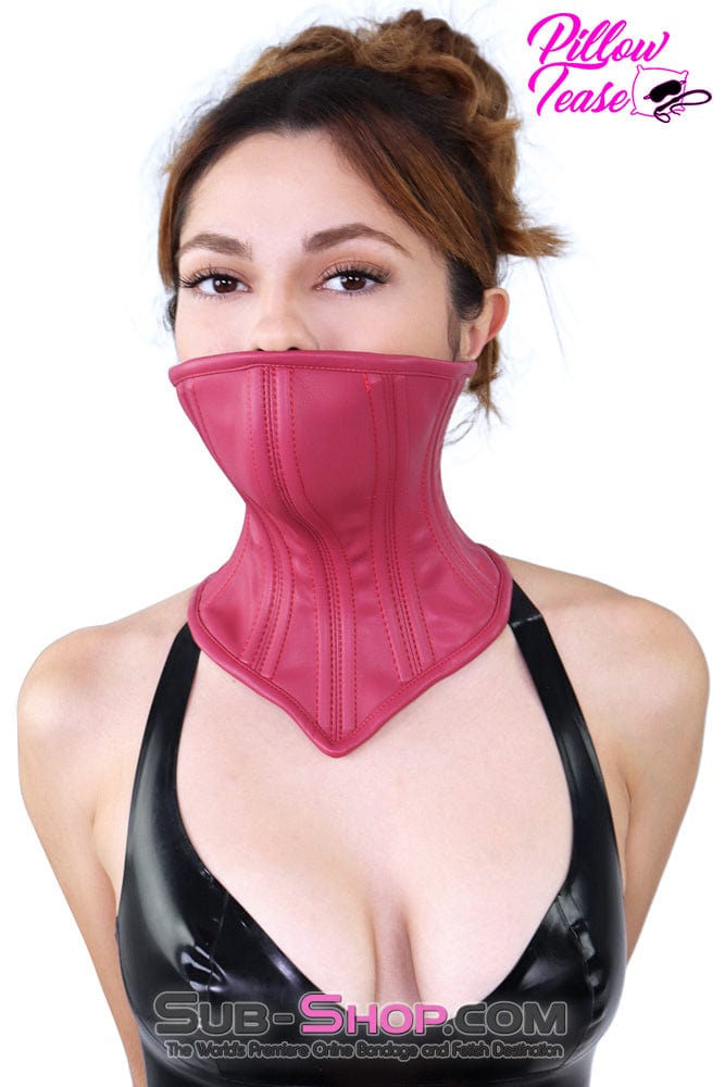 2544DL      Pink Neck Corset Posture Training Slave Bondage Collar with Mouth Cover Collar   , Sub-Shop.com Bondage and Fetish Superstore