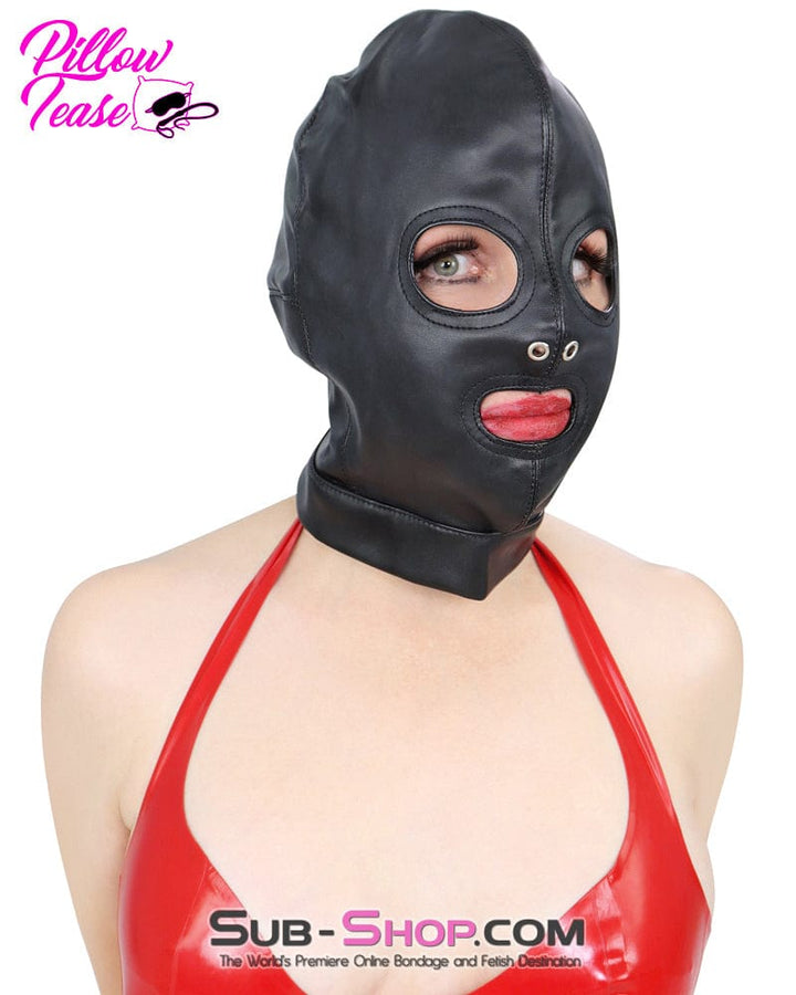 2772M Soft Leatherette Open Mouth and Eyes Lacing Hood Hoods , Sub-Shop.com Bondage and Fetish Superstore