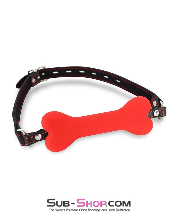 3436DL-SIS Submissive Sissy Red Silicone Puppy Play Bone Gag Sissy , Sub-Shop.com Bondage and Fetish Superstore