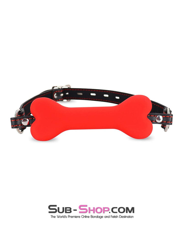 3436DL-SIS Submissive Sissy Red Silicone Puppy Play Bone Gag Sissy , Sub-Shop.com Bondage and Fetish Superstore