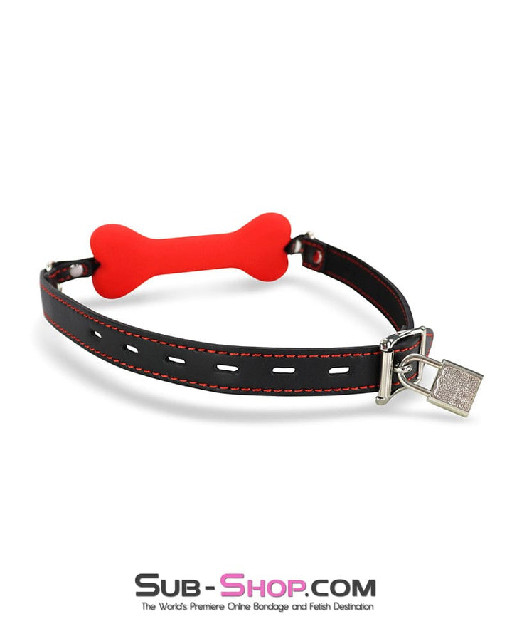 3436DL-SIS Submissive Sissy Red Silicone Puppy Play Bone Gag Sissy , Sub-Shop.com Bondage and Fetish Superstore