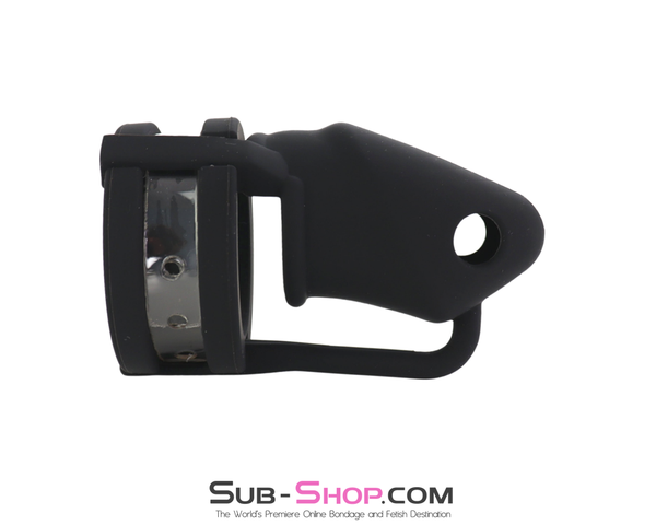 3780HS   Black Silicone Male Chastity Cage Set - Locking Chastity Device with Rings and Padlock