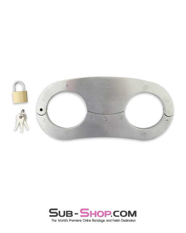 7057M      Stainless Steel Wrist Fetters Restraints with Padlock, Large / Extra Large Steel Bondage   , Sub-Shop.com Bondage and Fetish Superstore