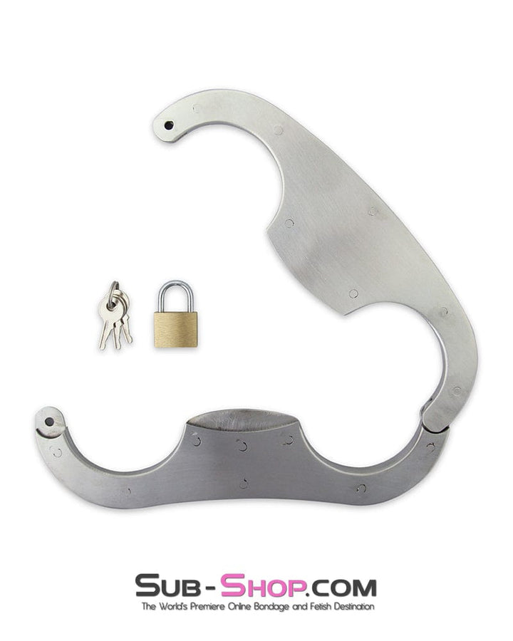 7057M      Stainless Steel Wrist Fetters Restraints with Padlock, Large / Extra Large Steel Bondage   , Sub-Shop.com Bondage and Fetish Superstore