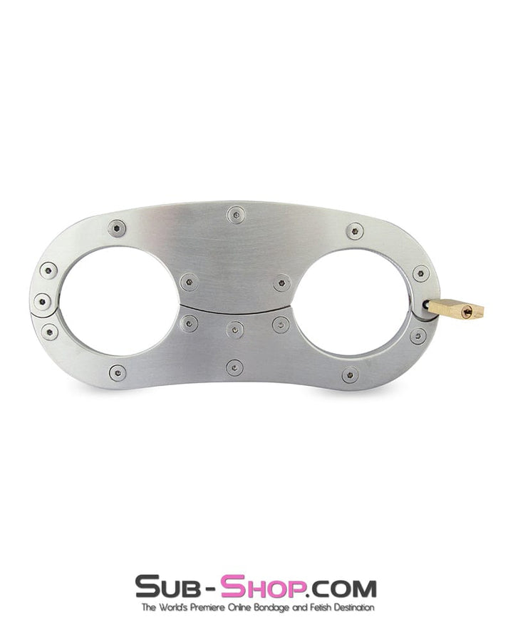 7057M      Stainless Steel Wrist Fetters Restraints with Padlock, Large / Extra Large Steel Bondage   , Sub-Shop.com Bondage and Fetish Superstore