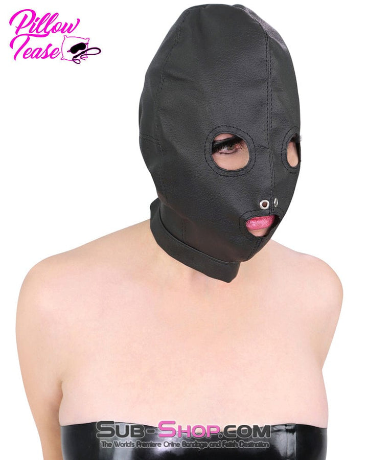 4433BD      Open Mouth & Eyes Leatherette Hood Hoods   , Sub-Shop.com Bondage and Fetish Superstore