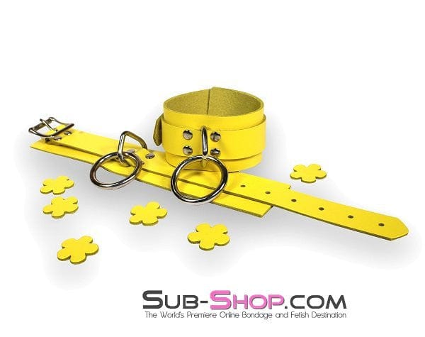 4792A      Playtime Bright Yellow Leather Bondage Cuffs Cuffs   , Sub-Shop.com Bondage and Fetish Superstore