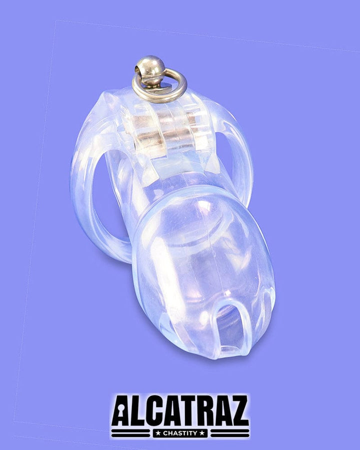 5721M Long Clear Locking Cock Cage Chastity with Lead Ring with Large Cock Cuff Chastity , Sub-Shop.com Bondage and Fetish Superstore