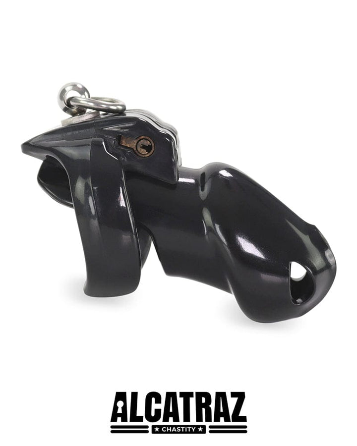 6763M      Long Black Cock Cage with Lead Ring and Small Cock Cuff Ring Chastity   , Sub-Shop.com Bondage and Fetish Superstore