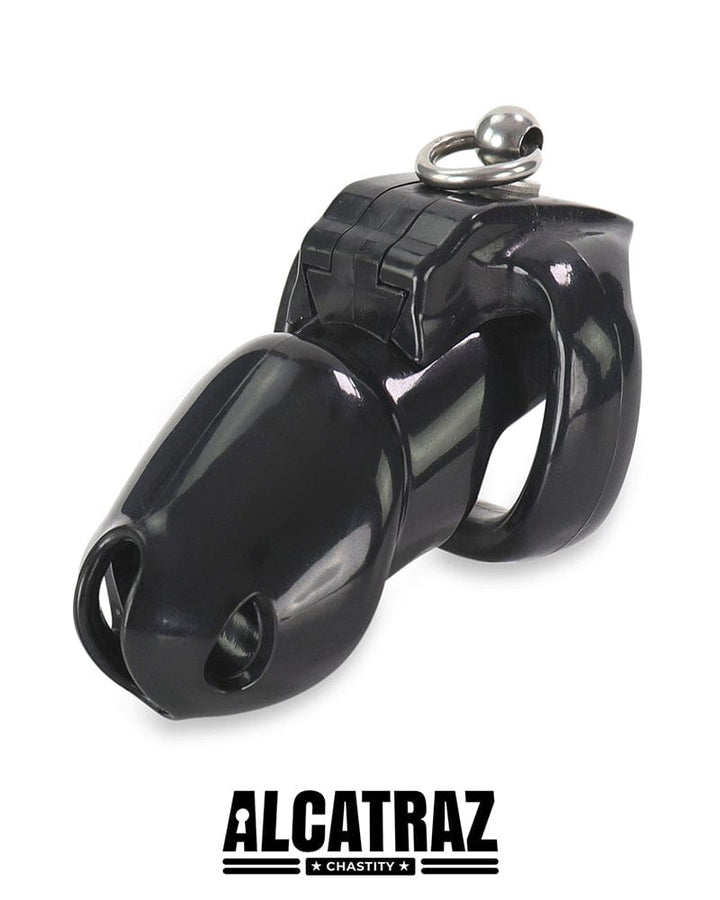 6763M      Long Black Cock Cage with Lead Ring and Small Cock Cuff Ring Chastity   , Sub-Shop.com Bondage and Fetish Superstore