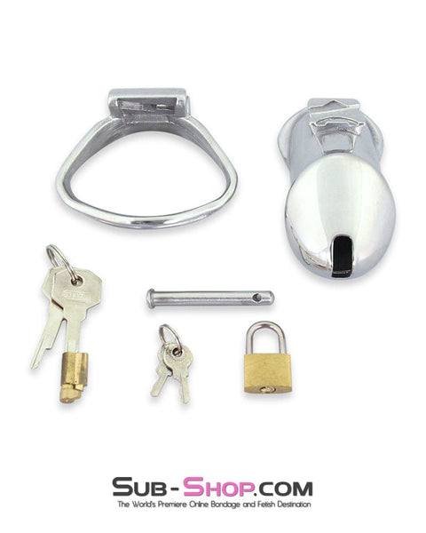 6811M      Dick Steele Long High Security Chastity Cock Cage with Medium Cock Cuff Chastity   , Sub-Shop.com Bondage and Fetish Superstore
