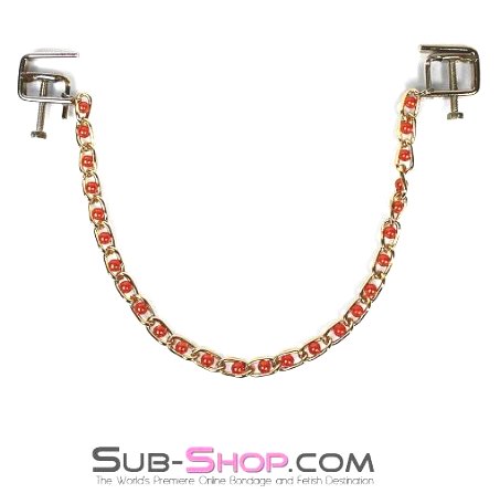 6821MH      Nipple Press Pink Beaded Chain Nipple Clamps