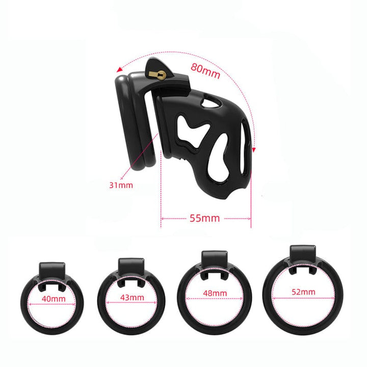 6863M Black ABS Chastity Tease Cage Lightweight Device + 4 Rings Chastity , Sub-Shop.com Bondage and Fetish Superstore