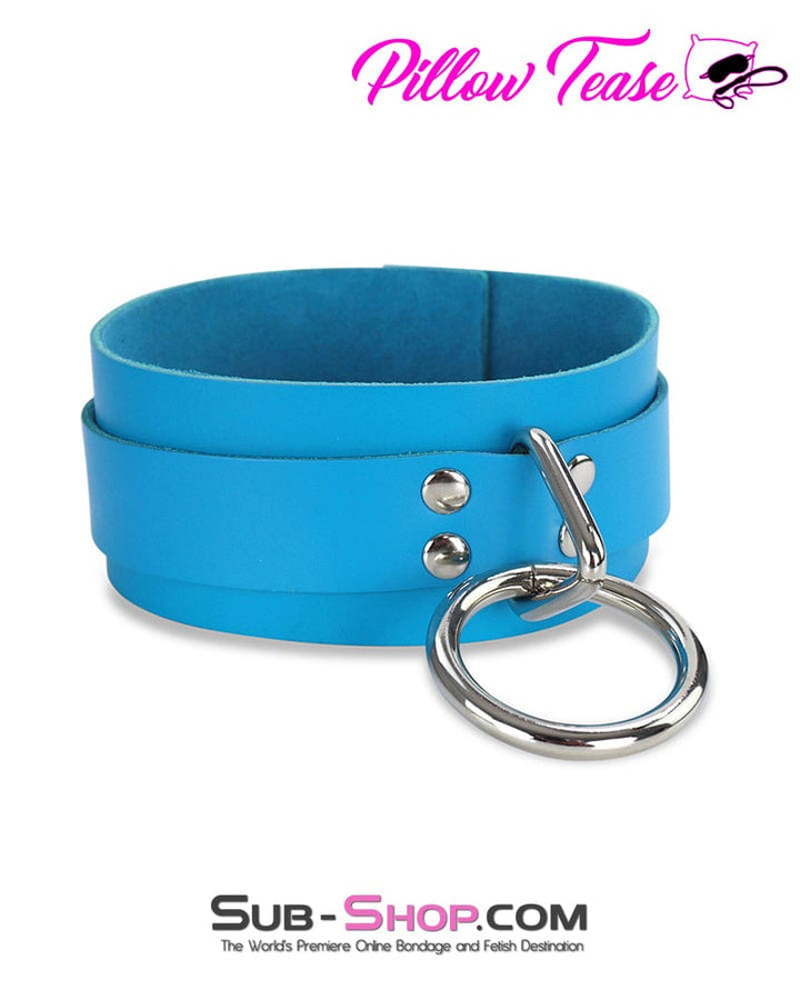 7054A      Candy Blue Leather Bondage Collar Collar   , Sub-Shop.com Bondage and Fetish Superstore
